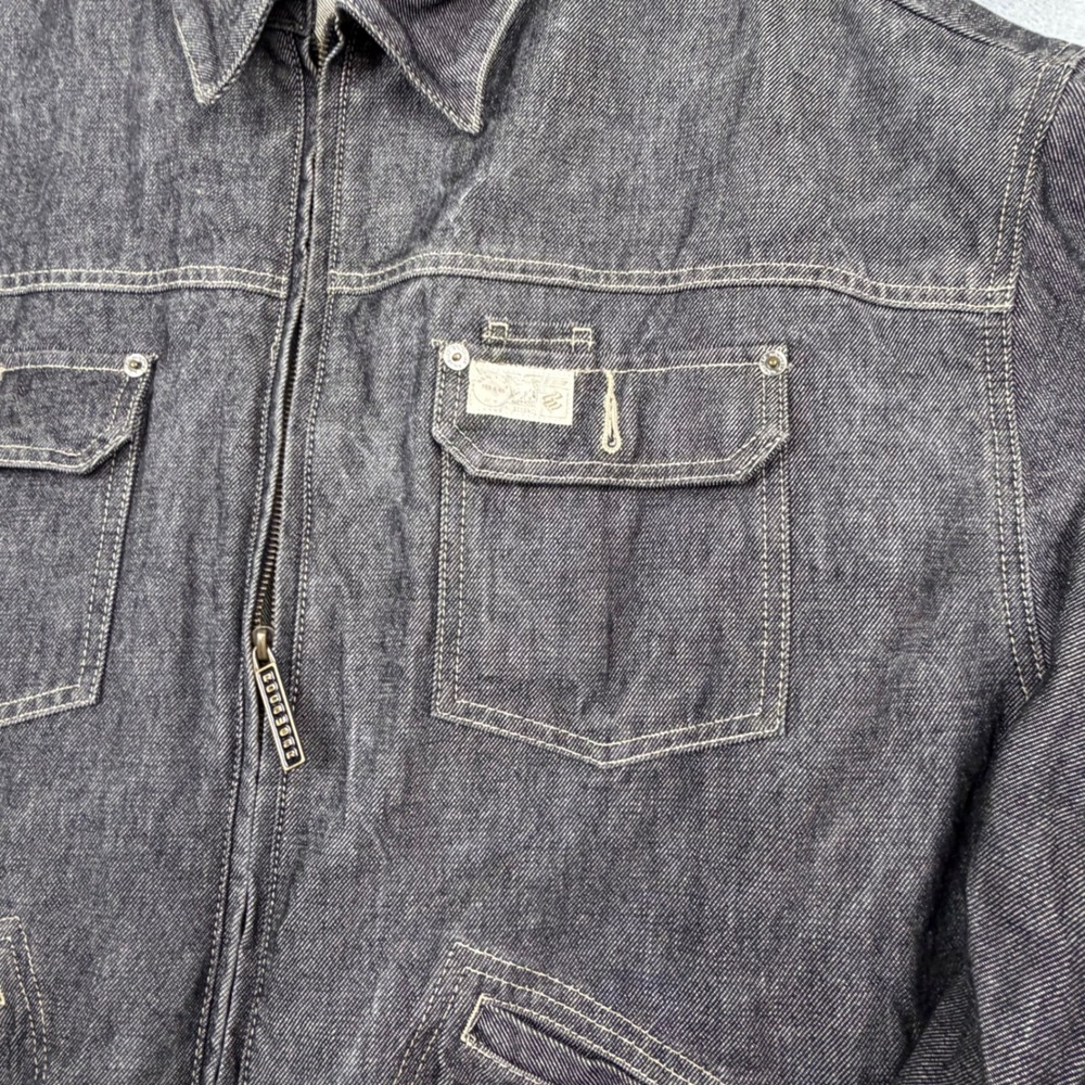 Vintage Rocawear Jacket Mens XL Black Denim Full Zip Embroidered Logo Y2K - Picture 3 of 9